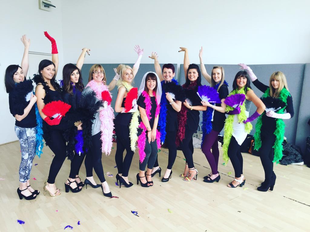Burlesque hen party dance class Leeds - sassy burlesque themed hen do
